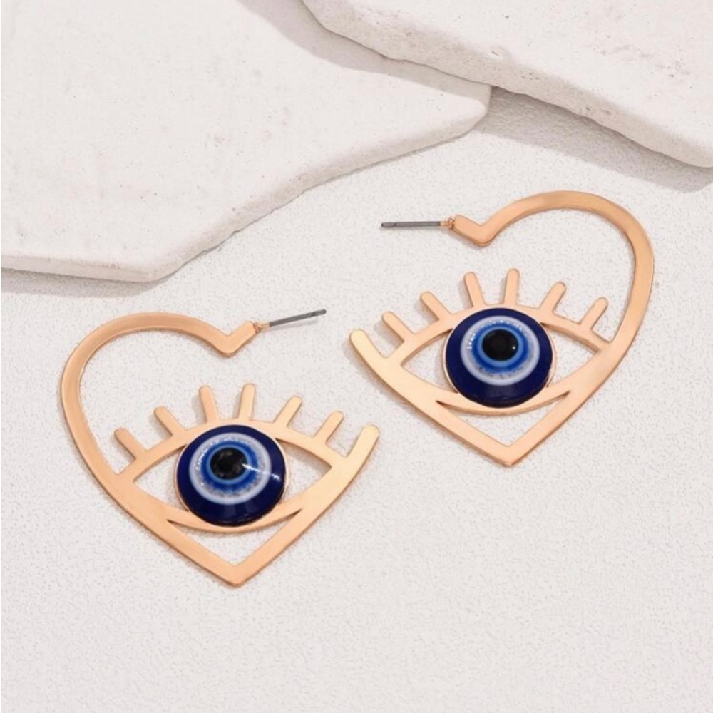 Heart ❤️ Hoop 🧿 evil eye earrings 🧿
